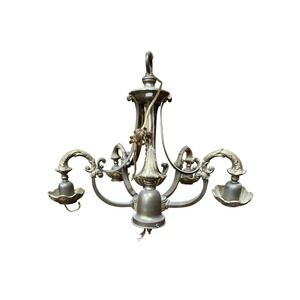 Vintage Brass Finish Chandelier Lighting Fixture 5-Arm Ornate
